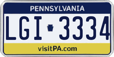 PA license plate LGI3334