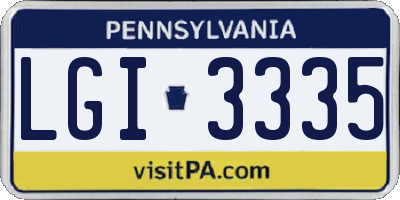 PA license plate LGI3335