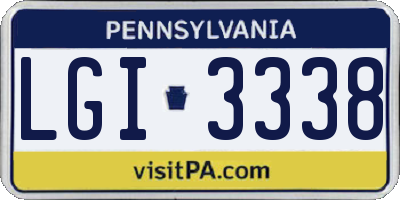 PA license plate LGI3338