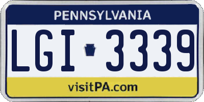 PA license plate LGI3339