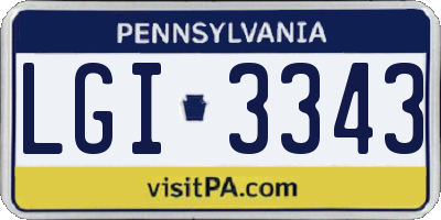 PA license plate LGI3343
