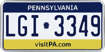 PA license plate LGI3349