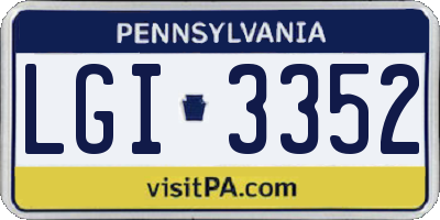 PA license plate LGI3352