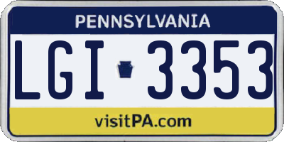 PA license plate LGI3353