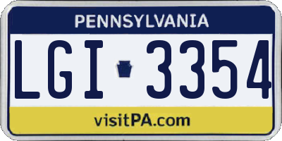 PA license plate LGI3354