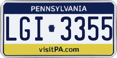 PA license plate LGI3355