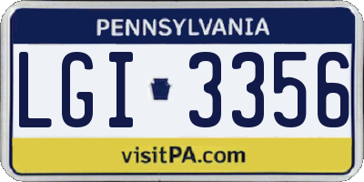PA license plate LGI3356