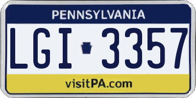 PA license plate LGI3357