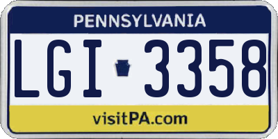 PA license plate LGI3358