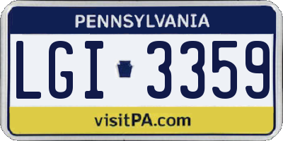 PA license plate LGI3359