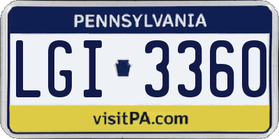 PA license plate LGI3360