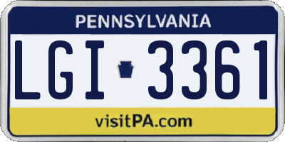 PA license plate LGI3361