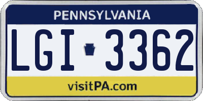 PA license plate LGI3362