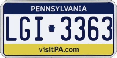 PA license plate LGI3363