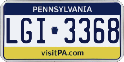 PA license plate LGI3368
