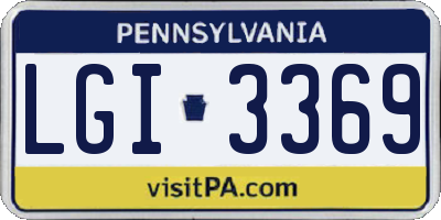 PA license plate LGI3369