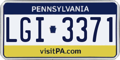 PA license plate LGI3371