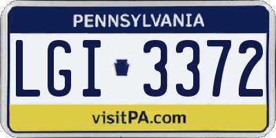 PA license plate LGI3372