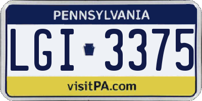 PA license plate LGI3375