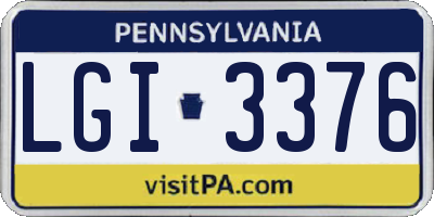 PA license plate LGI3376