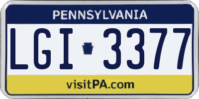 PA license plate LGI3377