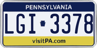 PA license plate LGI3378