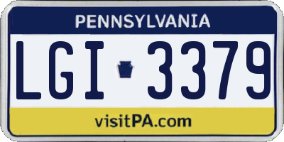 PA license plate LGI3379