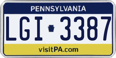 PA license plate LGI3387