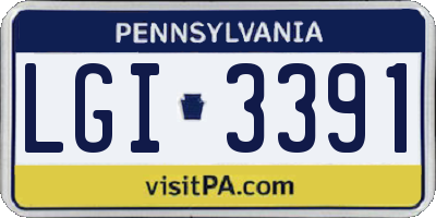 PA license plate LGI3391