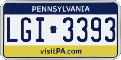 PA license plate LGI3393