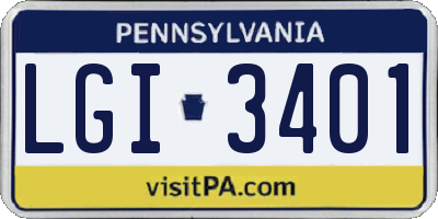 PA license plate LGI3401