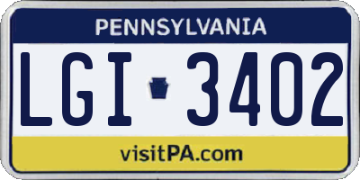 PA license plate LGI3402