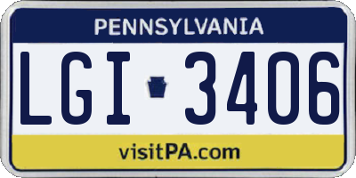 PA license plate LGI3406