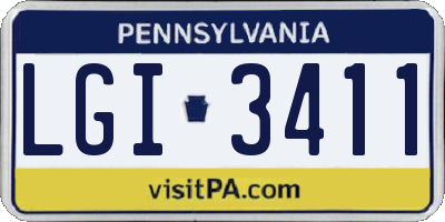 PA license plate LGI3411