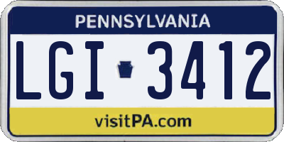 PA license plate LGI3412