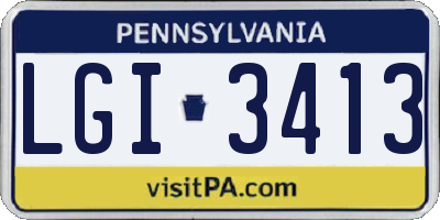 PA license plate LGI3413