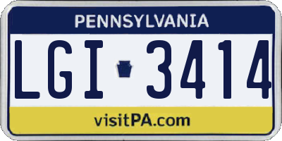 PA license plate LGI3414
