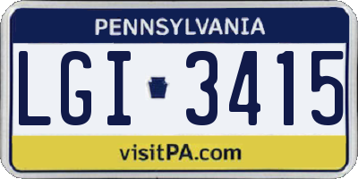 PA license plate LGI3415