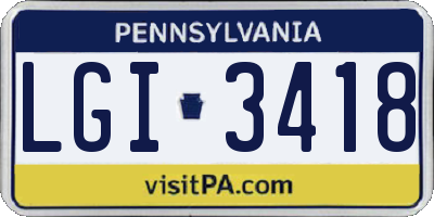 PA license plate LGI3418