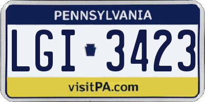 PA license plate LGI3423