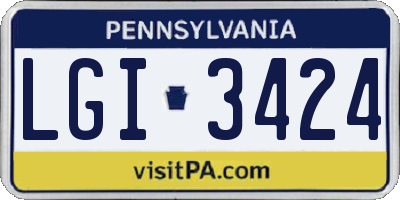 PA license plate LGI3424