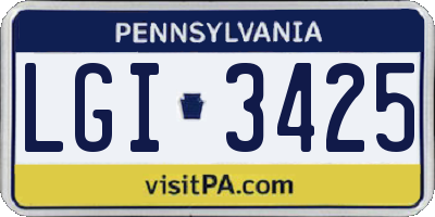 PA license plate LGI3425