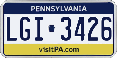 PA license plate LGI3426