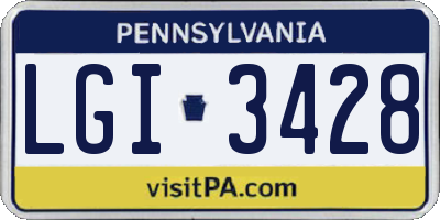 PA license plate LGI3428