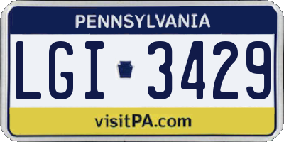 PA license plate LGI3429