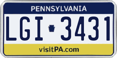 PA license plate LGI3431