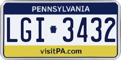 PA license plate LGI3432