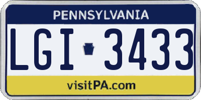 PA license plate LGI3433