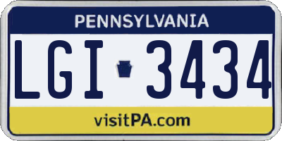 PA license plate LGI3434