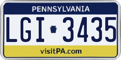 PA license plate LGI3435